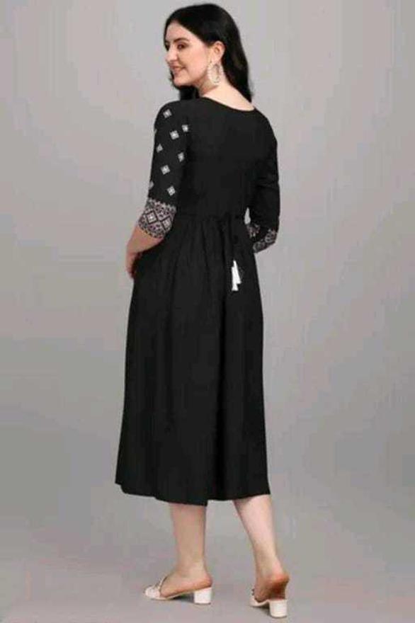 PAVONINE Black Color Burfi Design Embroidery Dress For Women | Swadesiicart