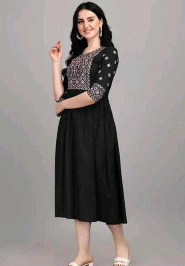 PAVONINE Black Color Burfi Design Embroidery Dress For Women | Swadesiicart