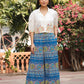 Juniper Blue Floral Printed Rayon Schiffli Top & Pants Set With Thread Work - Swadesiicart