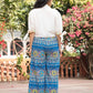 Juniper Blue Floral Printed Rayon Schiffli Top & Pants Set With Thread Work - Swadesiicart