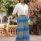 Juniper Blue Floral Printed Rayon Schiffli Top & Pants Set With Thread Work - Swadesiicart