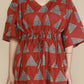Breathables Women’S Loungewear Kaftan Cotton Red Geometric Print Co-Ord Set