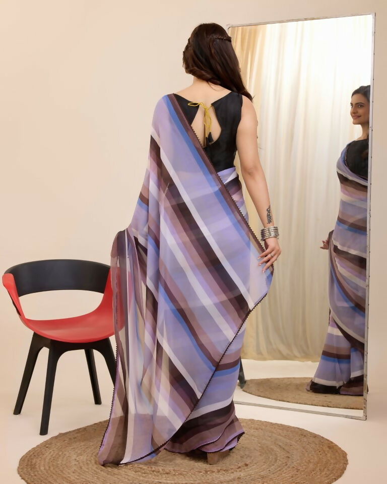 Multi Georgette Designer Printed Ready To Wear Saree - Ibiza | Swadesiicart