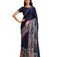 Blue Satin Crepe Silk Sequence Embroidered Saree With Unstitched Blouse - Mohmanthan Yavanika