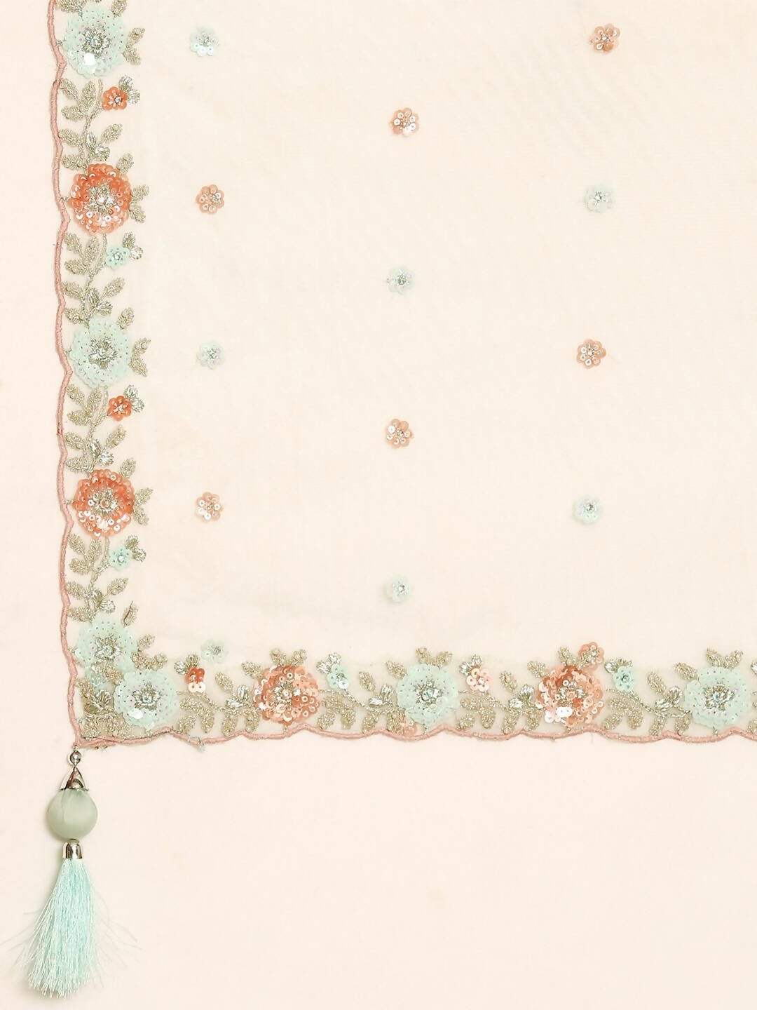 House of Panchhi Sea Green Net Sequins and Zarkan embroidery Lehenga choli & Dupatta | Swadesiicart