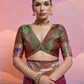 Vishnu Weaves Women's Wine Paithani Silk Zari Woven Saree with Blouse - Swadesiicart