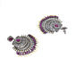 Diamond & Maroon Stone Earrings with Matching Maang Tikka- Ruby Raang | Swadesiicart