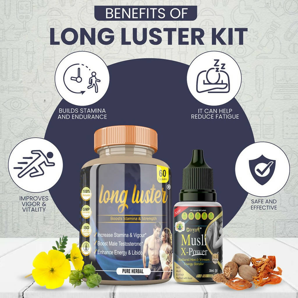 Divya Shree Long Luster Capsule & Musli X-Power Oil Combo - Swadesiicart