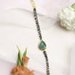 Women's Black Gold-Toned Gold-Polished Kundan Studded Charm Mangalsutra Bracelet - Ruby Raang - Swadesiicart