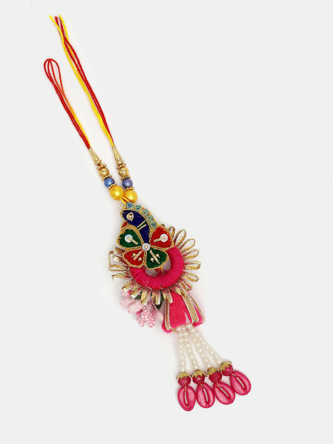 NVR Women & Men Set of 2 Multicolor Thread Work & Beaded Bhaiya Bhabhi Rakhi With Roli Chawal | Swadesiicart