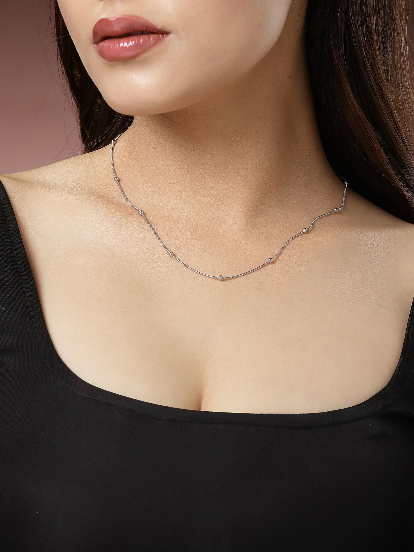 NVR Women's Set of 3 Silver-Toned German Silver Oxidised Chain | Swadesiicart