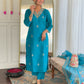The52 Blue Women's Gorgeous Viscose Fabric Embroidered Work Straight Kurta, Pant and Dupatta Set - Swadesiicart