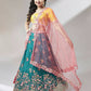 House of Panchhi Teal Pure Georgette Sequinse Work Lehenga & Blouse with Dupatta | Swadesiicart