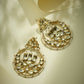 Nuyug 22K Gold-Plated Elegant Kundan Stone Studded & Pearl Beaded Chandbalis | Swadesiicart