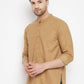 Even Apparels Beige Pure Cotton Short Men's Kurta With Band Collar | Swadesiicart