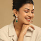 Nuyug Emerald Drop Anti Tarnish Sparkle Earrings | Swadesiicart