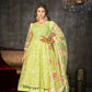 Jyoti Fashion Women's Pista Net Embroidered Anarkali Kurta Pant Set With Dupatta | Swadesiicart