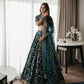 Jyoti Fashion Bottle Green Cording & Sequence Embroidery Velvet Lehenga Choli with Dupatta | Swadesiicart