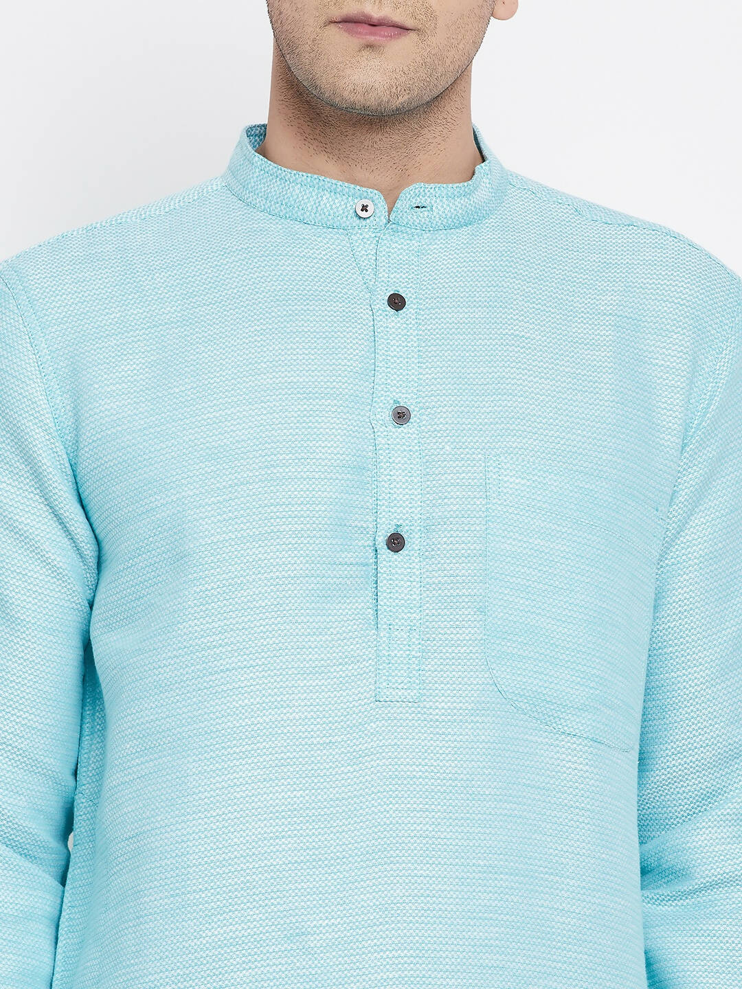 Even Apparels Blue Rayon Men's Kurta With Band Collar | Swadesiicart