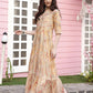 Peach Rayon Foil Printed Long Dress - Michan | Swadesiicart