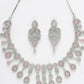 NVR Women Silver Plated & Pink Cz Stone Handcrafted Jewellery Set - Swadesiicart