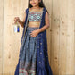Aayaa Designer Printed Silk Embroidery Kids Lehenga Choli - Blue