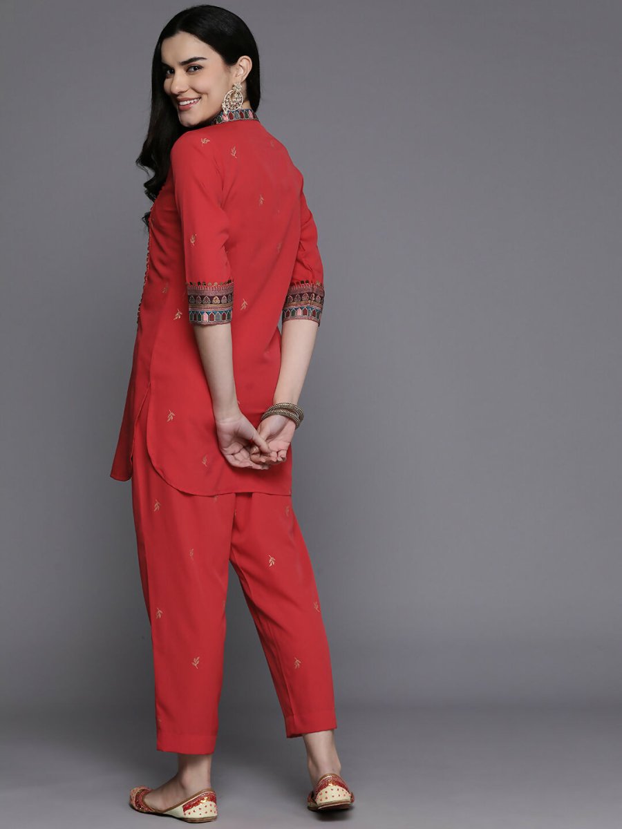 Ahalyaa Women's Traditional Wear Co-ods - Red - Swadesiicart