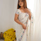 Vamsee Taniya White Silky Crush Saree - Swadesiicart