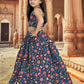 Aayaa Designer Printed Silk Blue Kids Lehenga Choli - Blue