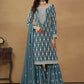 Radiant Teal Embroidered Wedding Festive Gharara Suit - Emponline | Swadesiicart