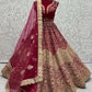 Jyoti Fashion Women's Rani Pink Velvet Fancy Dori & Sequins Multi Thread Embroidered with Diamond Work Wedding Lehenga Choli | Swadesiicart