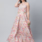 Ahalyaa Women Crepe Printed Classic White Romantic Florals Dress | Swadesiicart