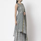 Myshka Women Grey Cotton Blend Printed Sleeveless Round Neck Kurta With Sharara & Dupatta Set | Swadesiicart