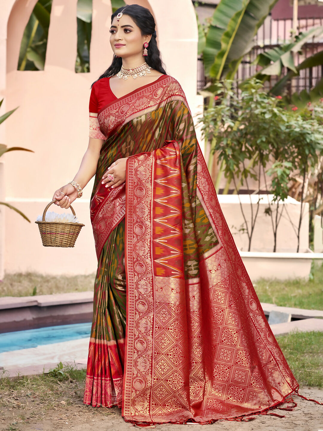 Shree Shyam Fashion Mehndi Pochampally Silk Saree