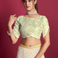 Vamsee Yellow & White Georgette Designer Saree - Swadesiicart