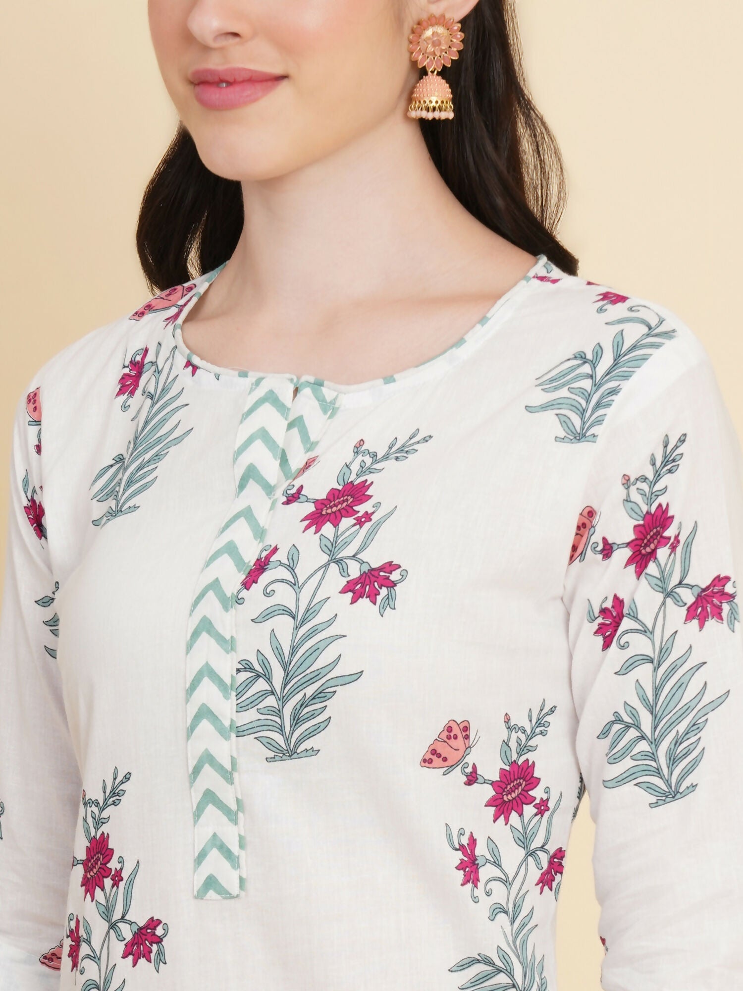 Designer Stylish white Cotton Stitched Suit With Dupatta - Tanisha | Swadesiicart