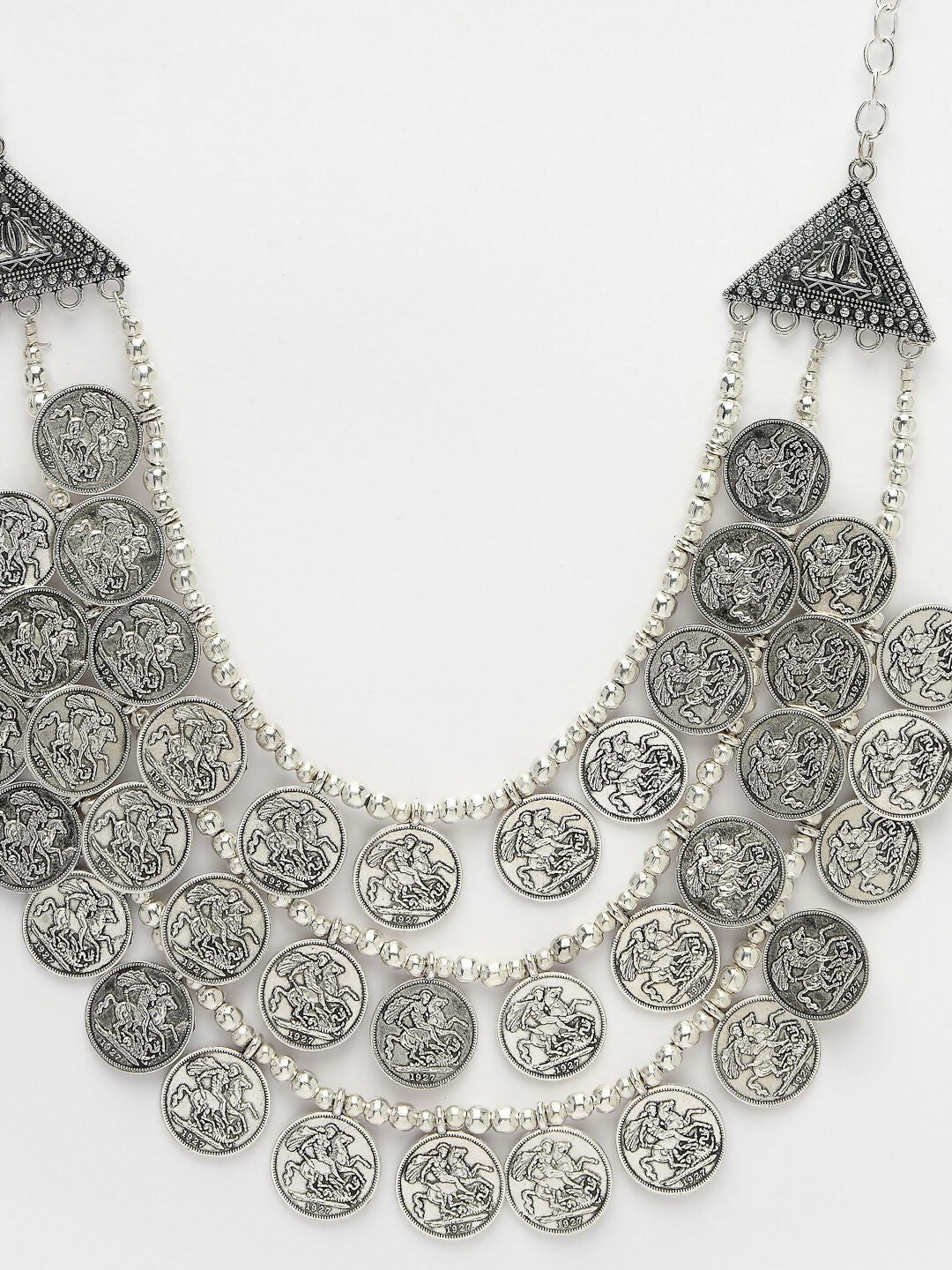 NVR Women's 3 Layered Artificial Beads German Silver Oxidised Necklace | Swadesiicart