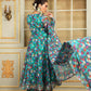Pomcha Jaipur Blue Saadgi Phulwari Anarkali Set | Swadesiicart