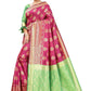 Vamika Ethnic Fire Pink Weaving Banarasi Jacquard Saree | Swadesiicart