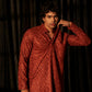Berry Red Viscose Chikankari Embroidery Work Men's Kurta Set - Mahotsav | Swadesiicart