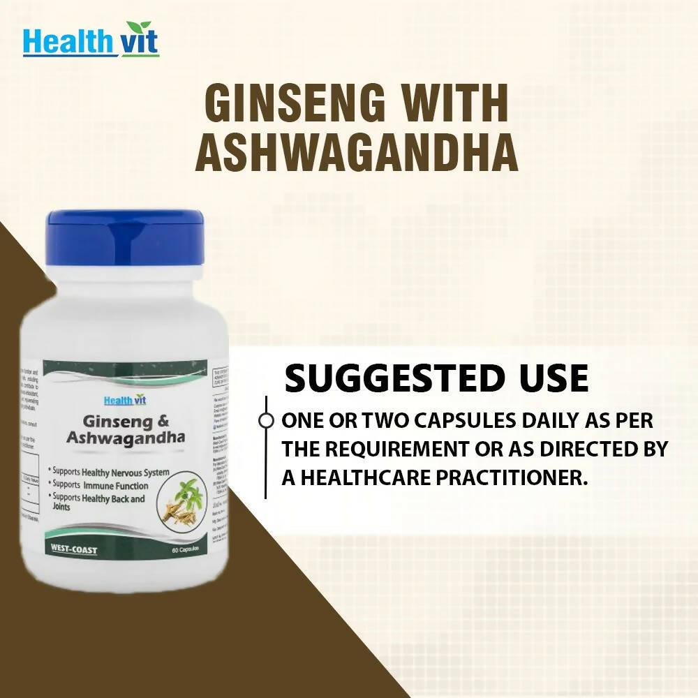 Healthvit Ginseng & Ashwagandha Capsules | Swadesiicart