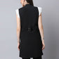 Even Apparels Black Polywool Open Front Women's Long Coat PW668 | Swadesiicart