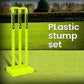 Cougar Plastic Cricket Stumps Set (Portable Plastic Wicket Set) with Stand & Bails - Swadesiicart