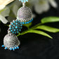 Mominos Fashion Joharkamal Kundan work Jhumka with Sky Blue Beads - Swadesiicart
