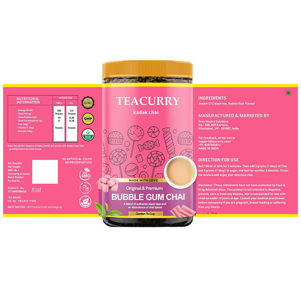 Teacurry Bubble Gum Chai Powder - Swadesiicart