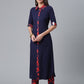 Ahalyaa Navy Blue Solid Rayon Kurta Pant Set | Swadesiicart