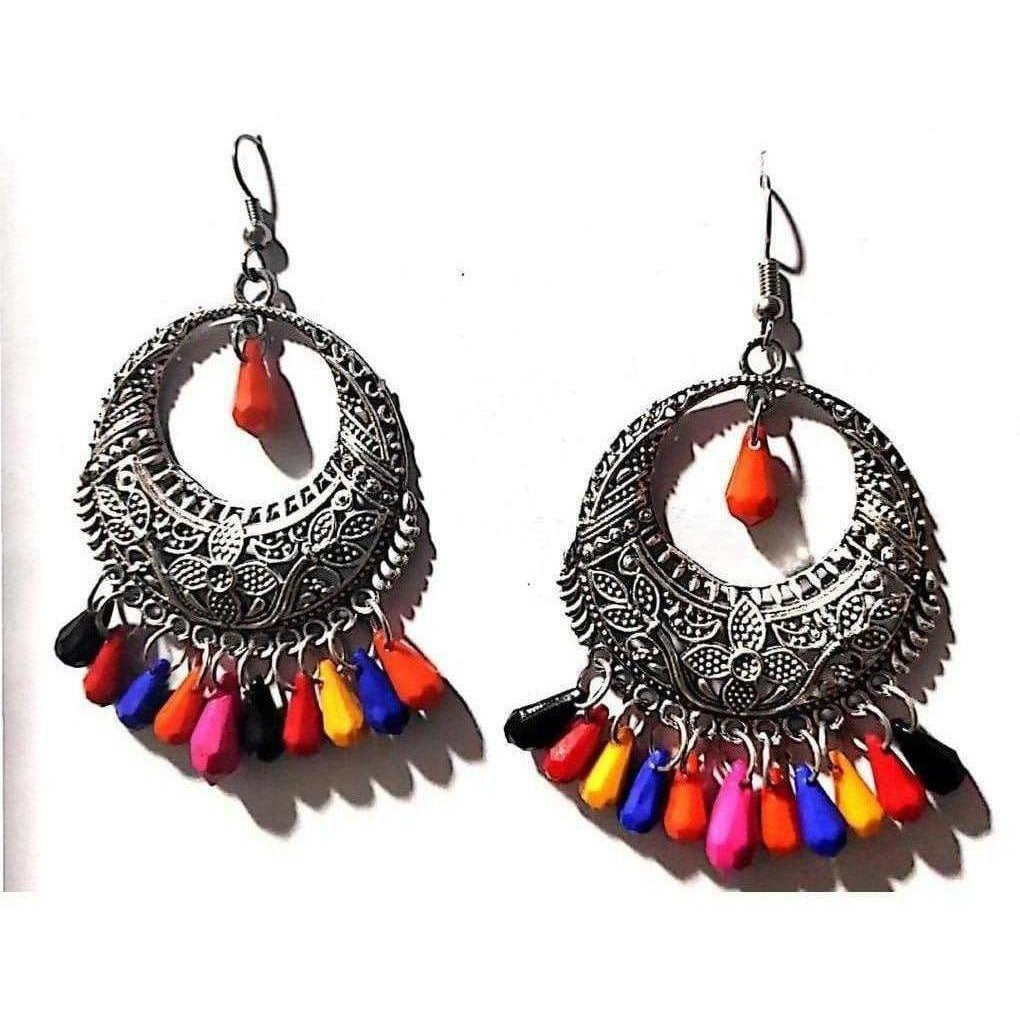 MS Fashion India Latest Fashion Party Wear Chandbali Oxidized Silver Earrings | Swadesiicart