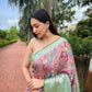 Vamsee Bhavi Green Tussar Dola Satin Silk Saree - Swadesiicart
