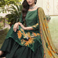 Jyoti Fashion Women's Green Velvet Floral Digital Printed Kurta with Trouser & Dupatta | Swadesiicart