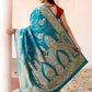 Joban Fashion Blue Banarasi Soft Pure Handloom Banarasi Silk Saree | Swadesiicart